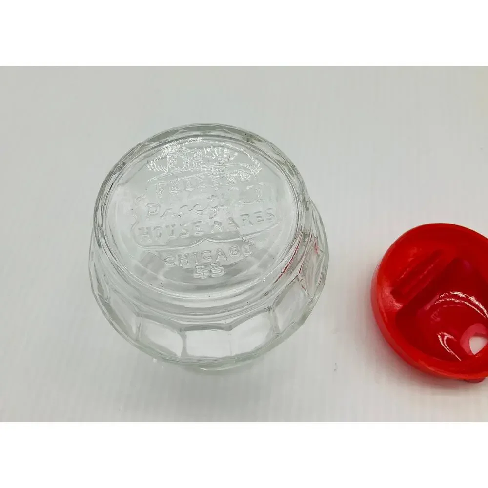 Vintage Federal Practical House Wares Chicago Kitchen Condiment Jar Red Lid